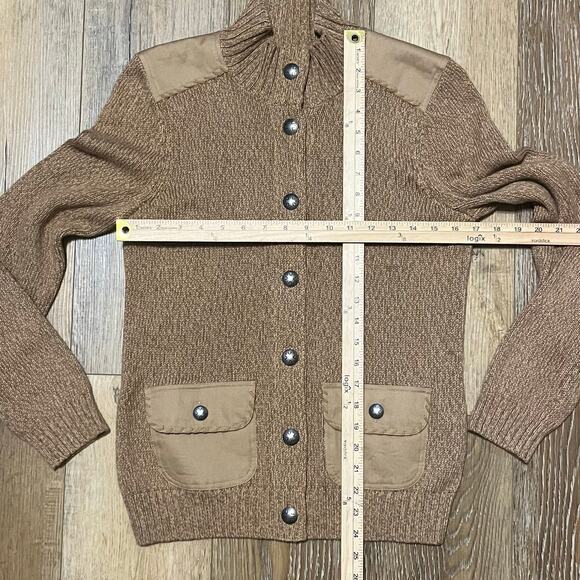 Ralph Lauren Jeans Co Brown Knit Button Front Cardigan Sweater Sz PL Fisherman - Picture 6 of 6